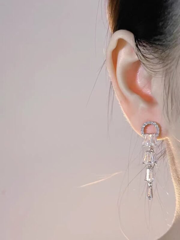 E002 layered skirt earrings cute 925 silver