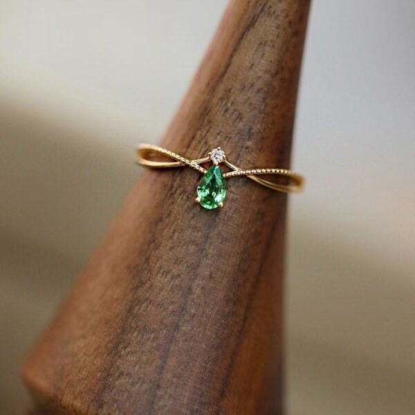 Tsavorite green ring 925silver with 18k gold plated R002