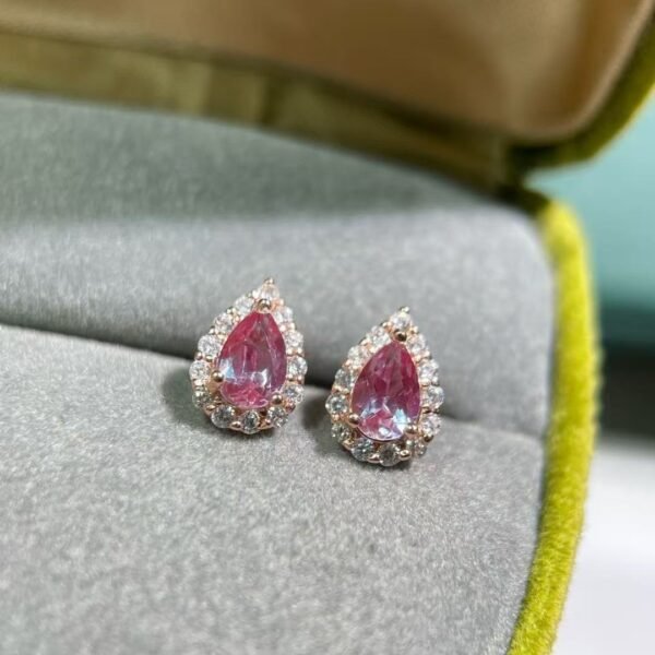 Lab-grown Alexandrite earrings 925 silver gold plated E003